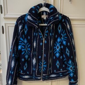 NWOT Blue and White Patterned Jacket size small